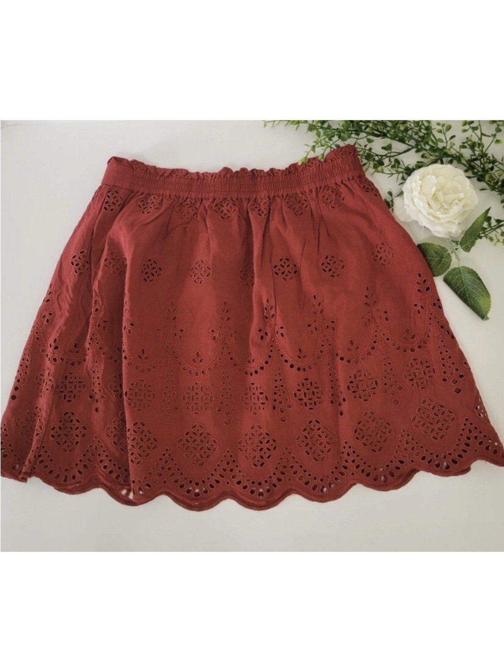 Madewell Rust Eyelet Mini Skirt